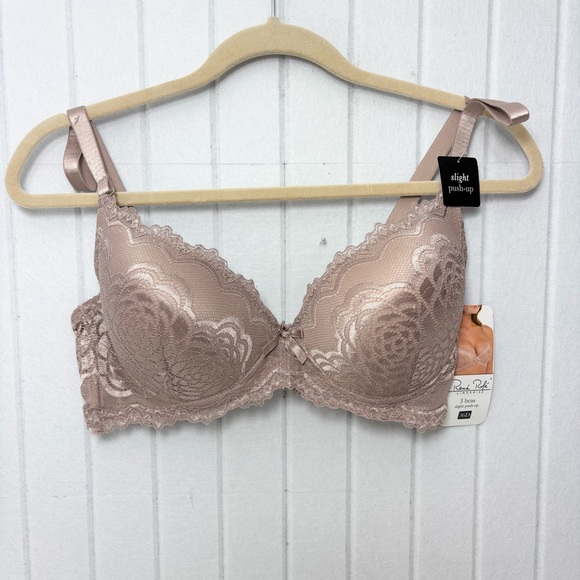 Rene Rofe Lace Slight Push-Up Bra Tan Size 36D - Picture 2 of 9